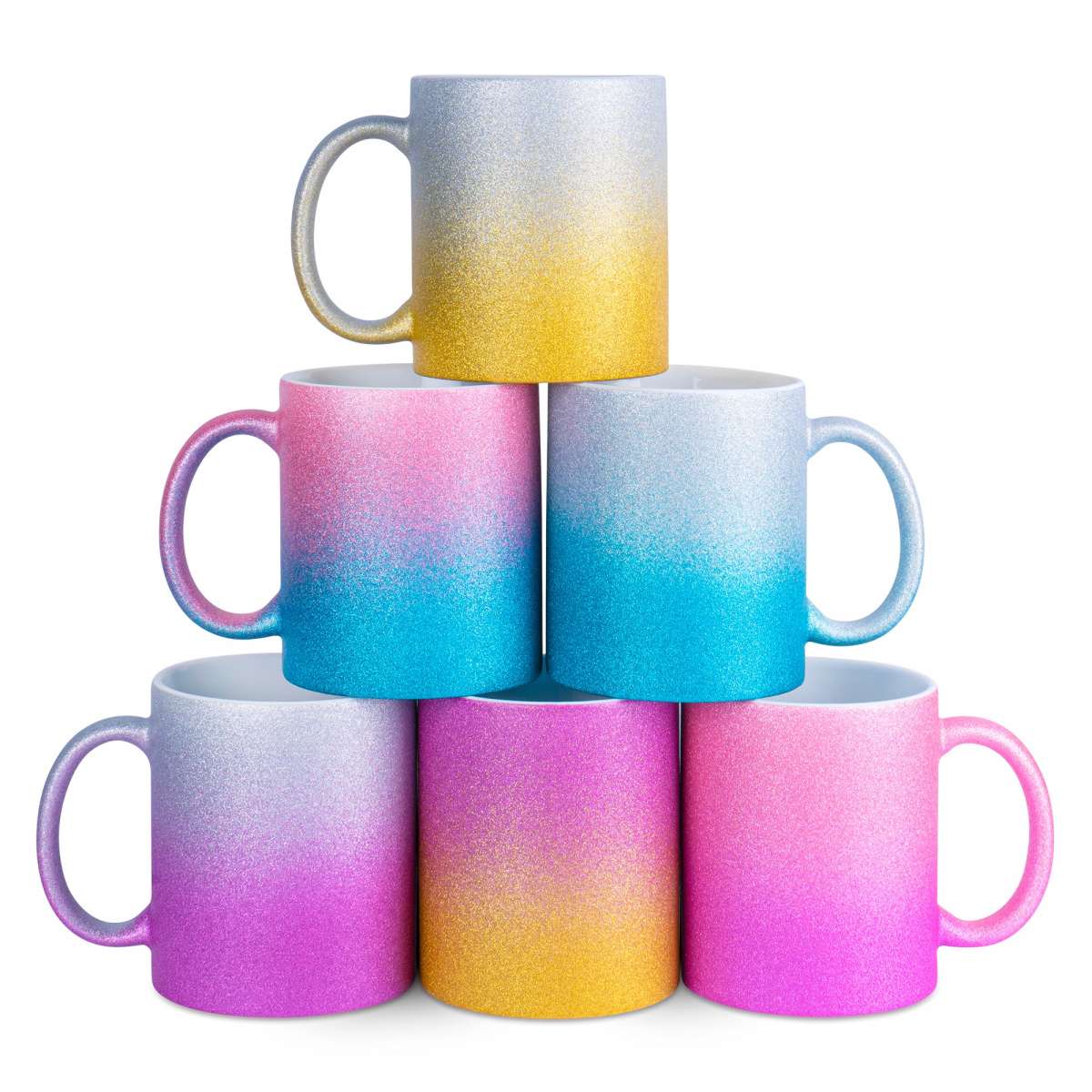 Glitzertasse mit Farbverlauf (Wunschmotiv)