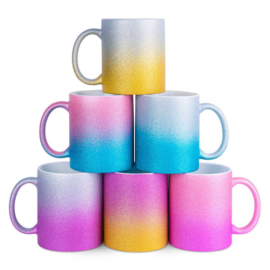 Glitzertasse mit Farbverlauf (Wunschmotiv)